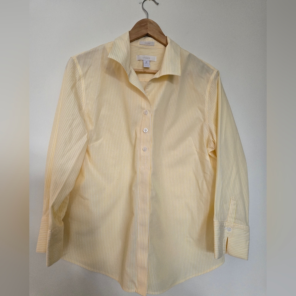 Chico's Butter Yellow Striped Shirt